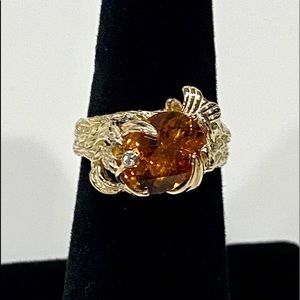 Unique Citrine Fish and 14k Gold Ring